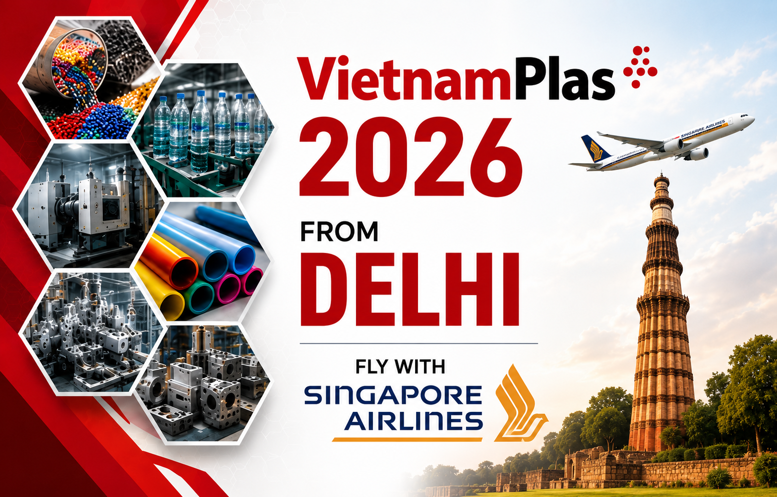 VietnamPlas 2026 from Delhi Singapore Airline